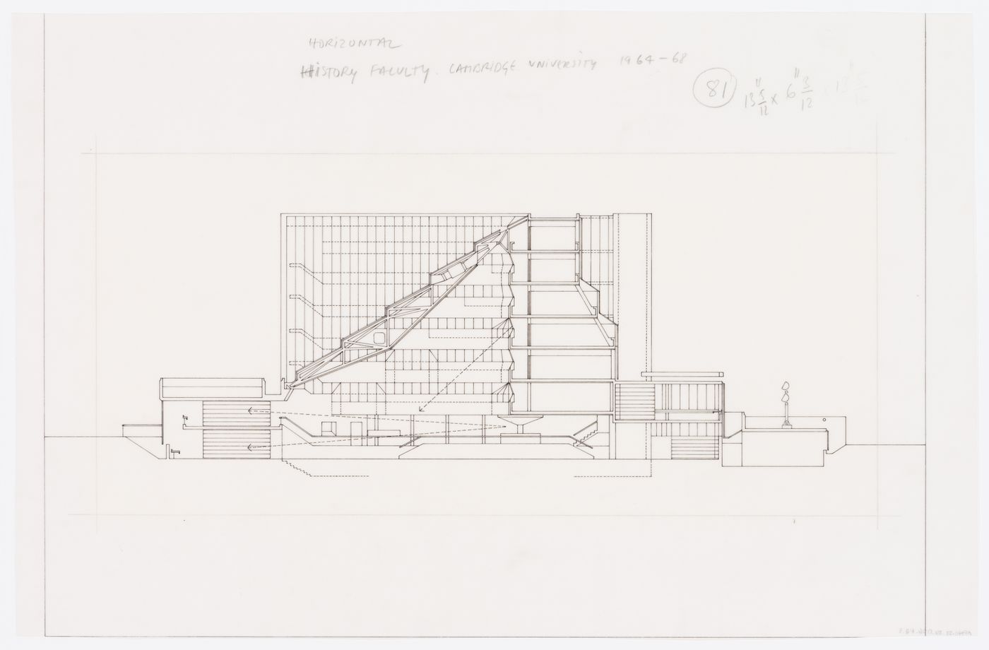 History Faculty Building, University of Cambridge, Cambridge, England: section