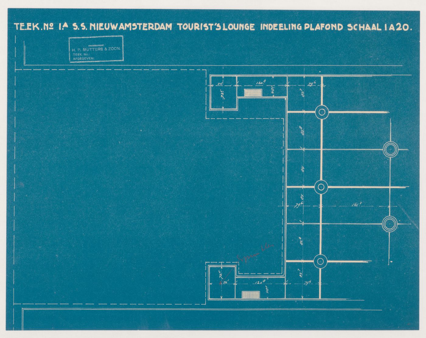 Reflected ceiling plan for the tourists' lounge for the S.s. Nieuw Amsterdam
