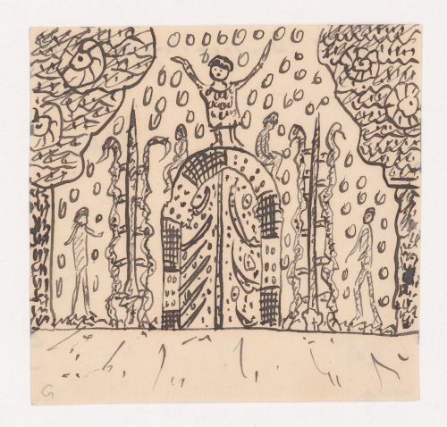 Visionary design for a decorated wall with a doorway