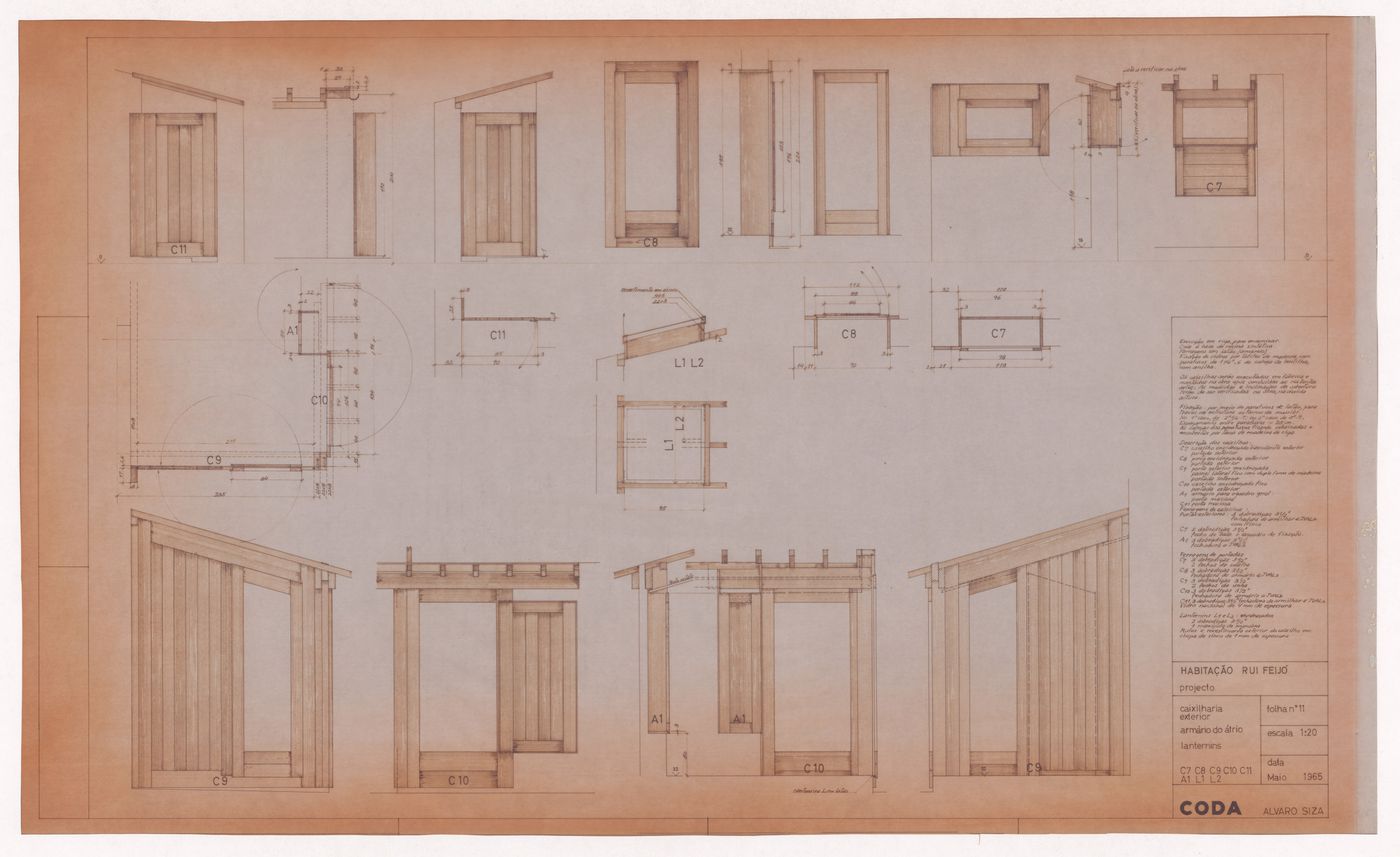 Window frame, atrium cabinet and skylight detail for CODA (Casa Rui Feijó), Moledo do Minho, Caminha, Portugal