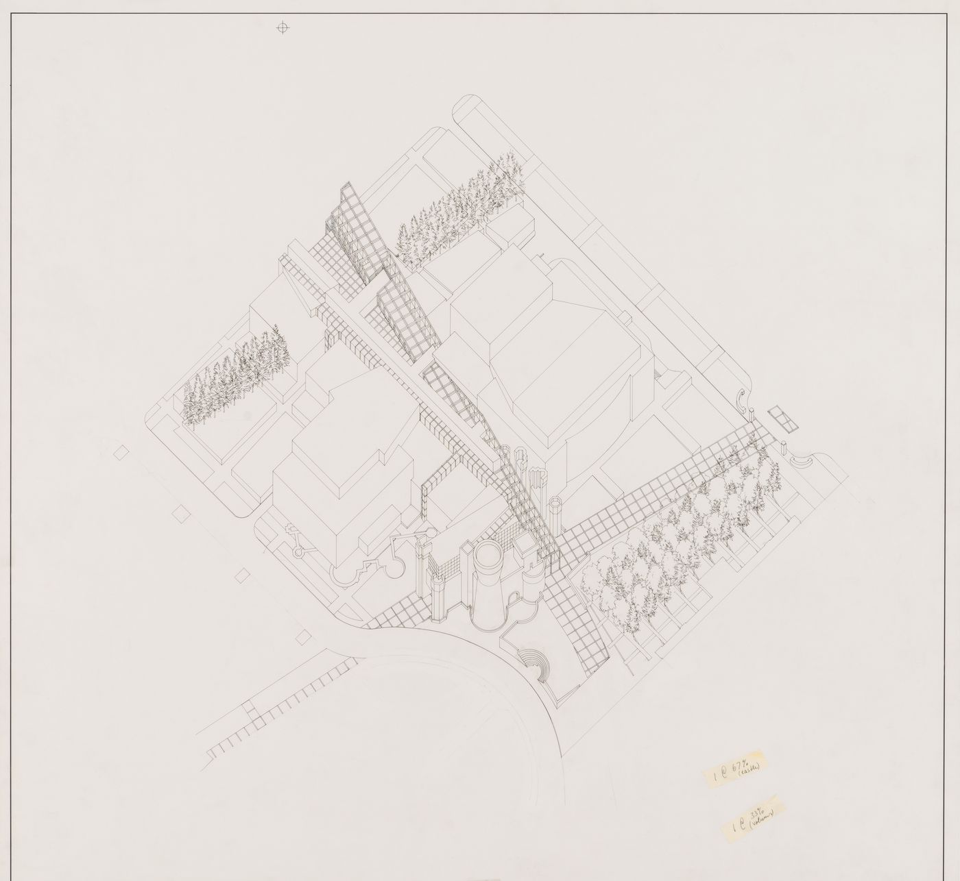 Wexner Center for the Visual Arts, Columbus, Ohio: axonometric view from south-west