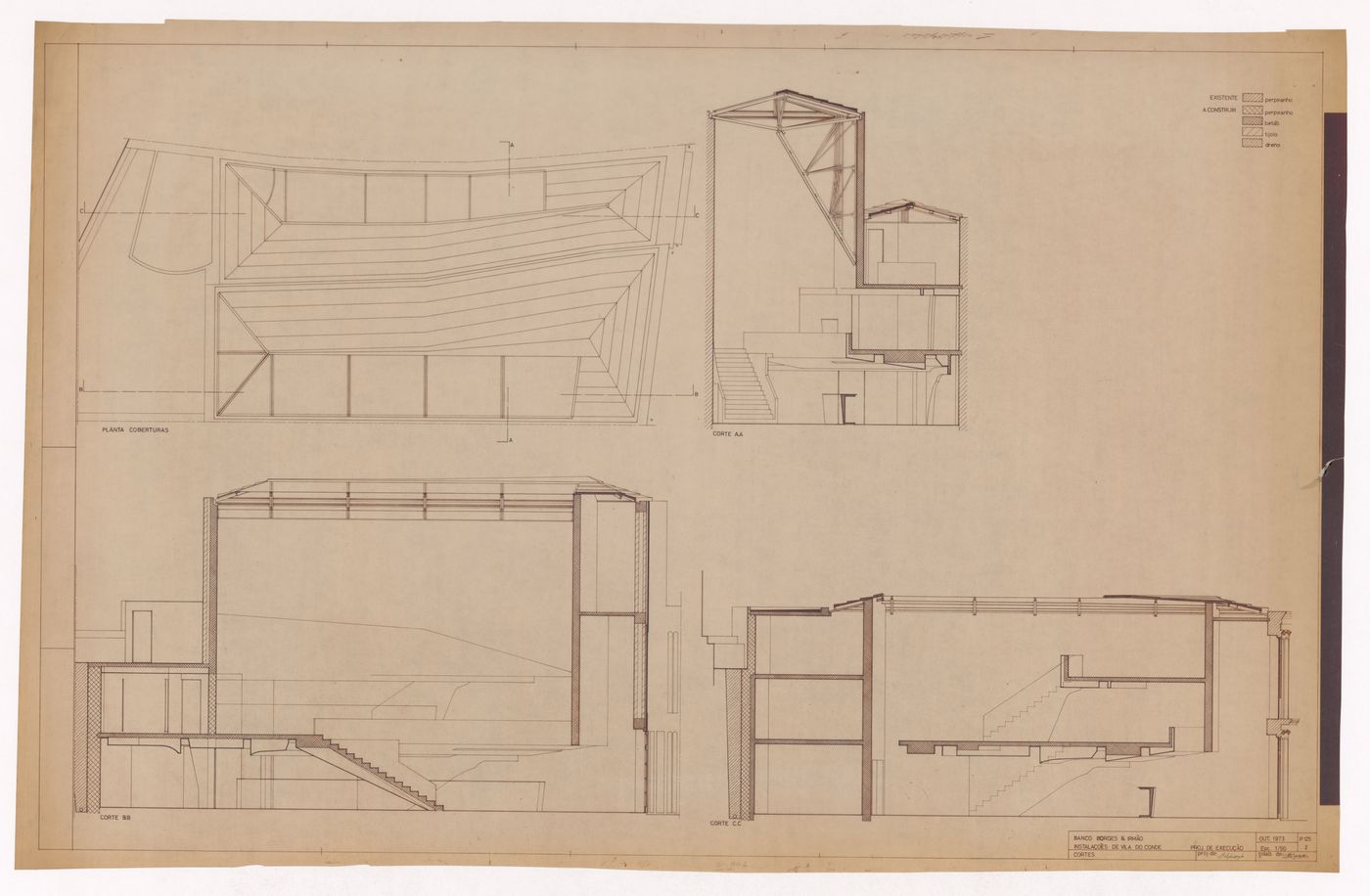 Sections for Borges & Irmão bank, Vila do Conde, Portugal