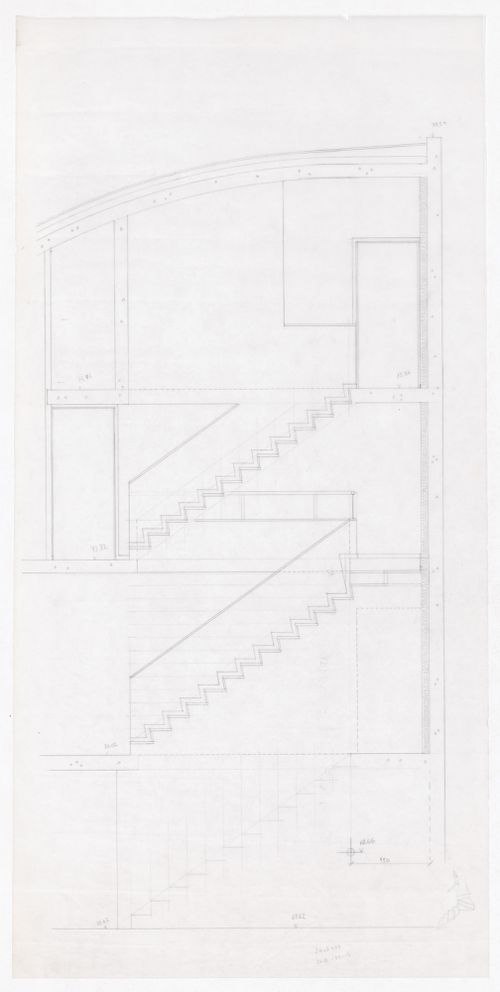 Section of staircase for Edificio de Habitaçäo Montreuil (Hamo), Montreuil, France