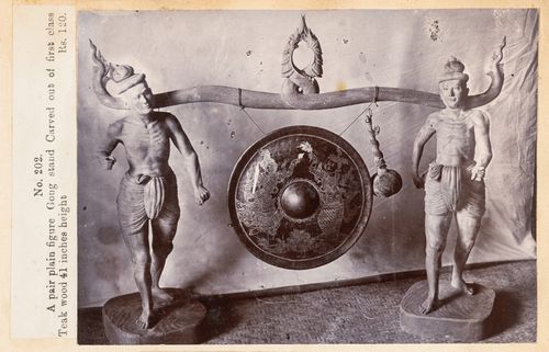 View of a gong, F. Beato Limited, C Road, Mandalay, Burma (now Myanmar)