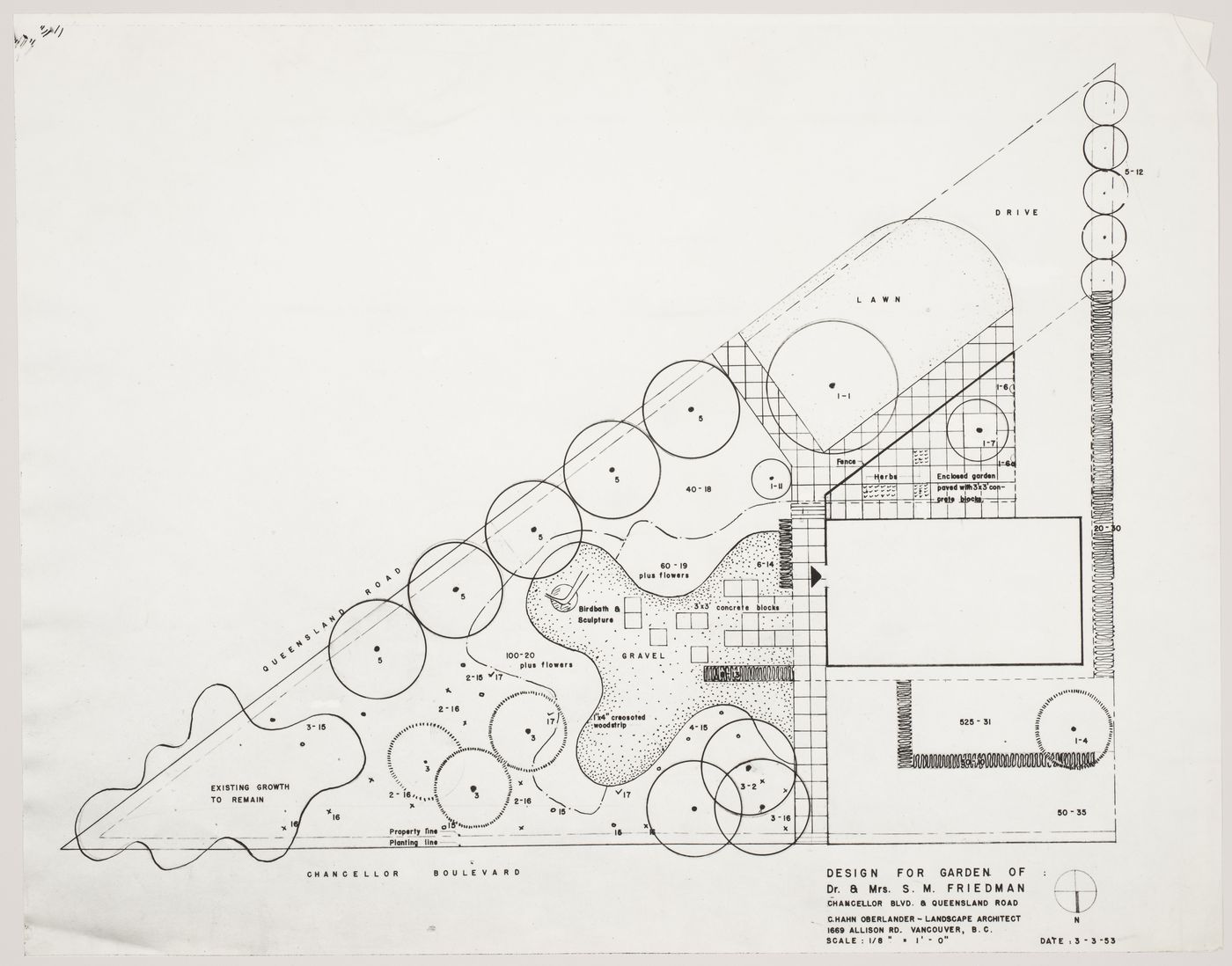 Planting plan, Dr. and Mrs. S. Friedman Garden, Vancouver, British Columbia