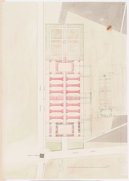 Ideal hospital near the barriére de Monceau, Paris [?]: Block plan