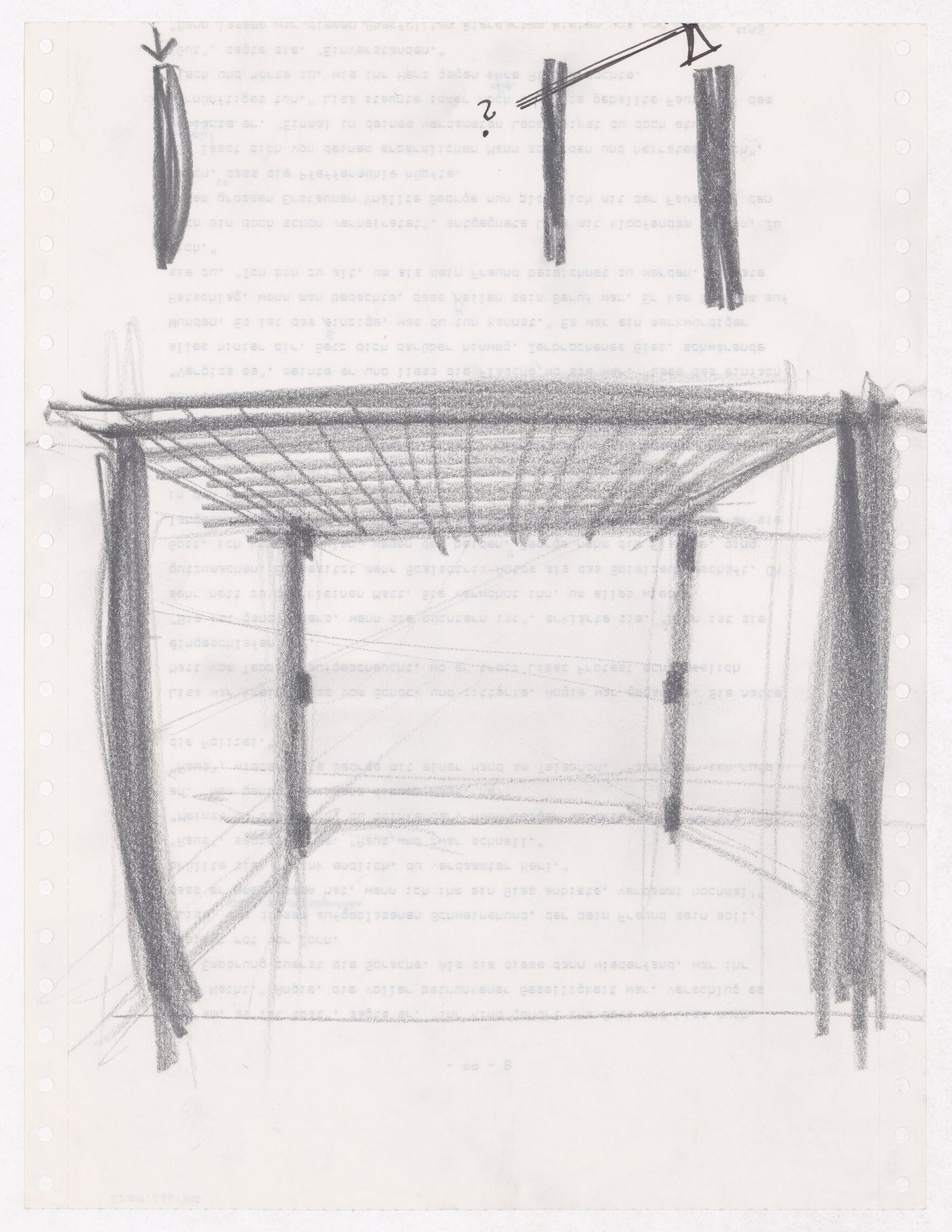 Sketch perspective and sketches for the E,D,E,N, Pavilion, Rheinfelden, Switzerland