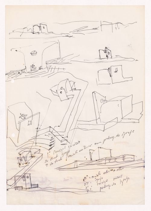 Sketch axonometric views and perspectives for Capela em Rio Tinto, Gondomar, Portugal