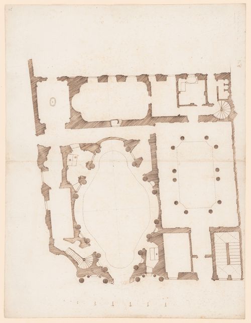 Plan of the church and monastery of San Carlo alle Quattro Fontane, Rome, Italy