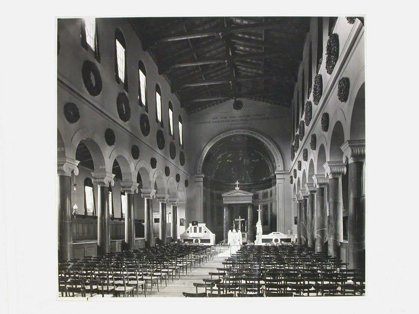 Interior view of Friedenskirche looking up the nave, Potsdam, Germany