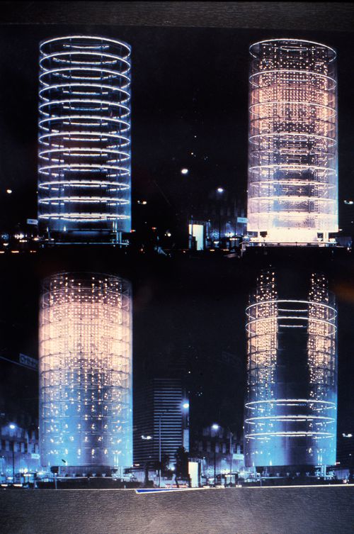 Slide of a photograph of Tower of the Winds, Yokohama, by Toyo Ito
