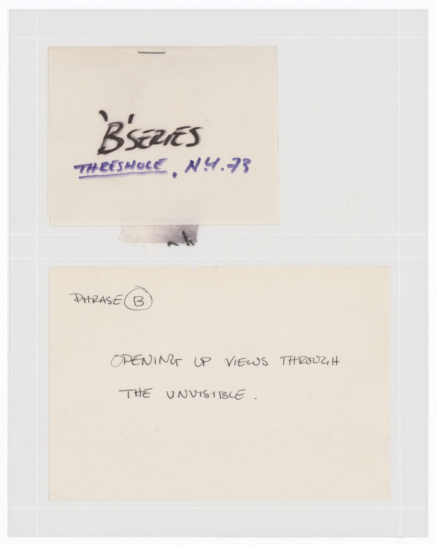 Quadrille: Captions and instructions for Series B (Threshole)