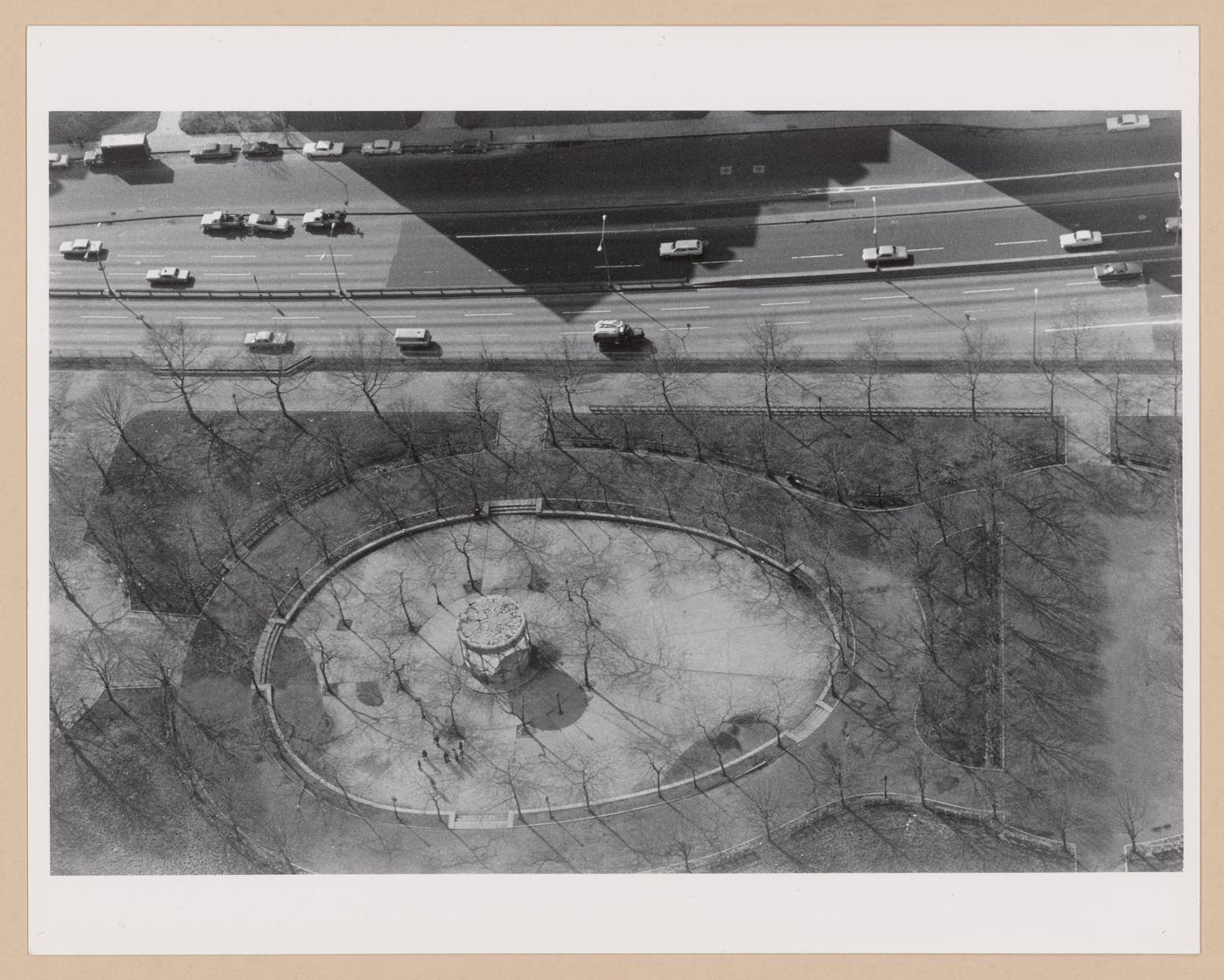 Aerial view of a park and a street, New York City, New York
