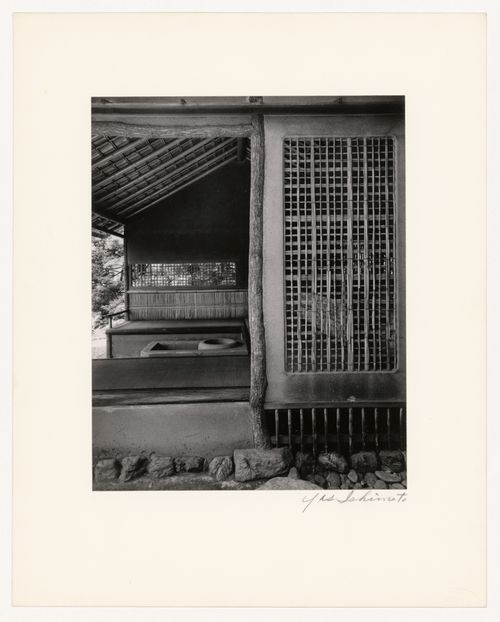 Partial view of the southwest side of the Shokatei (also known as the Tatsuta Teahouse) showing the interior, Katsura Rikyu (also known as Katsura Imperial Villa), Kyoto, Japan