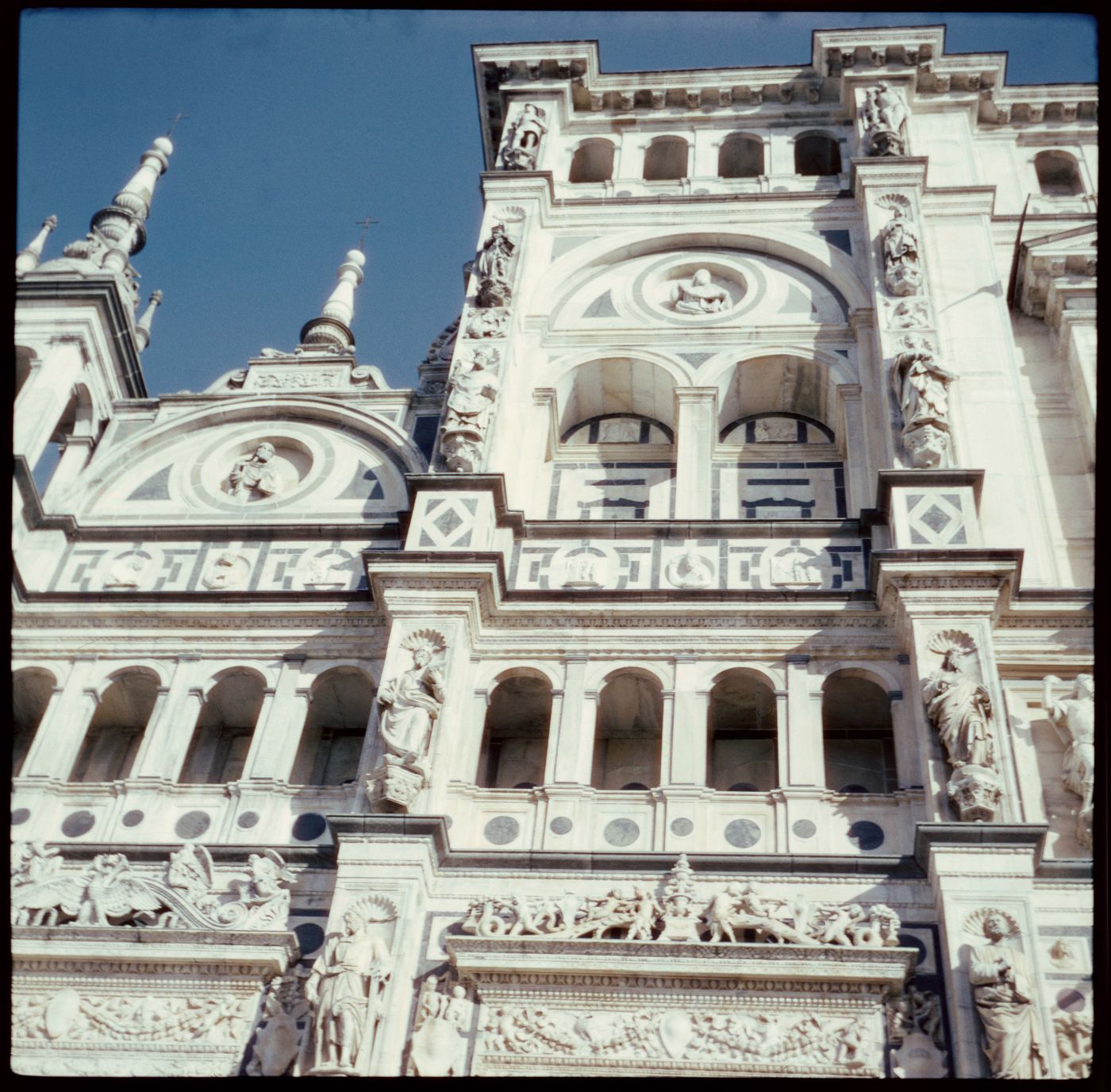 View of facade of Certosa di Pavia, Italy