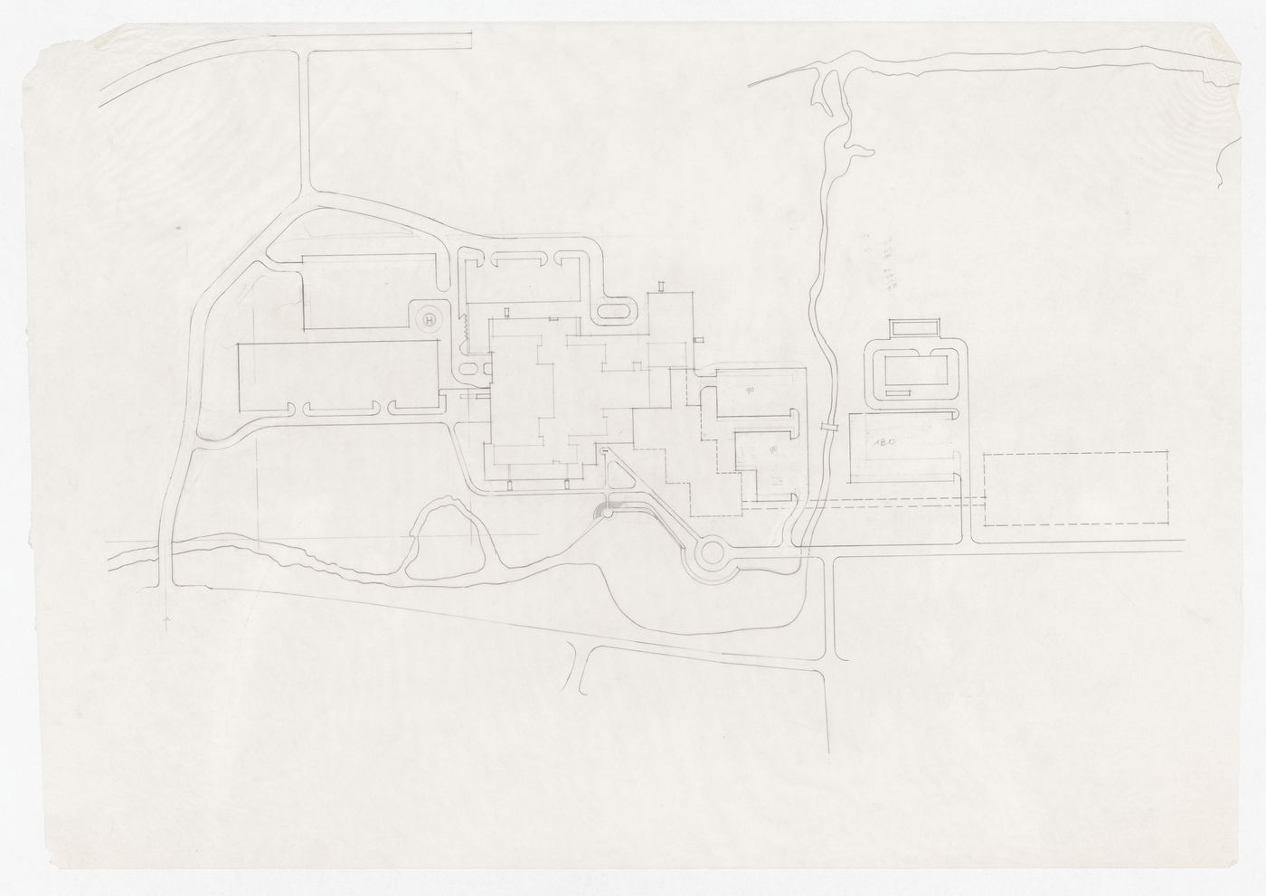 Sketch site plan for Memorial University of Newfoundland, Health Sciences Complex, St. Johns, Newfoundland