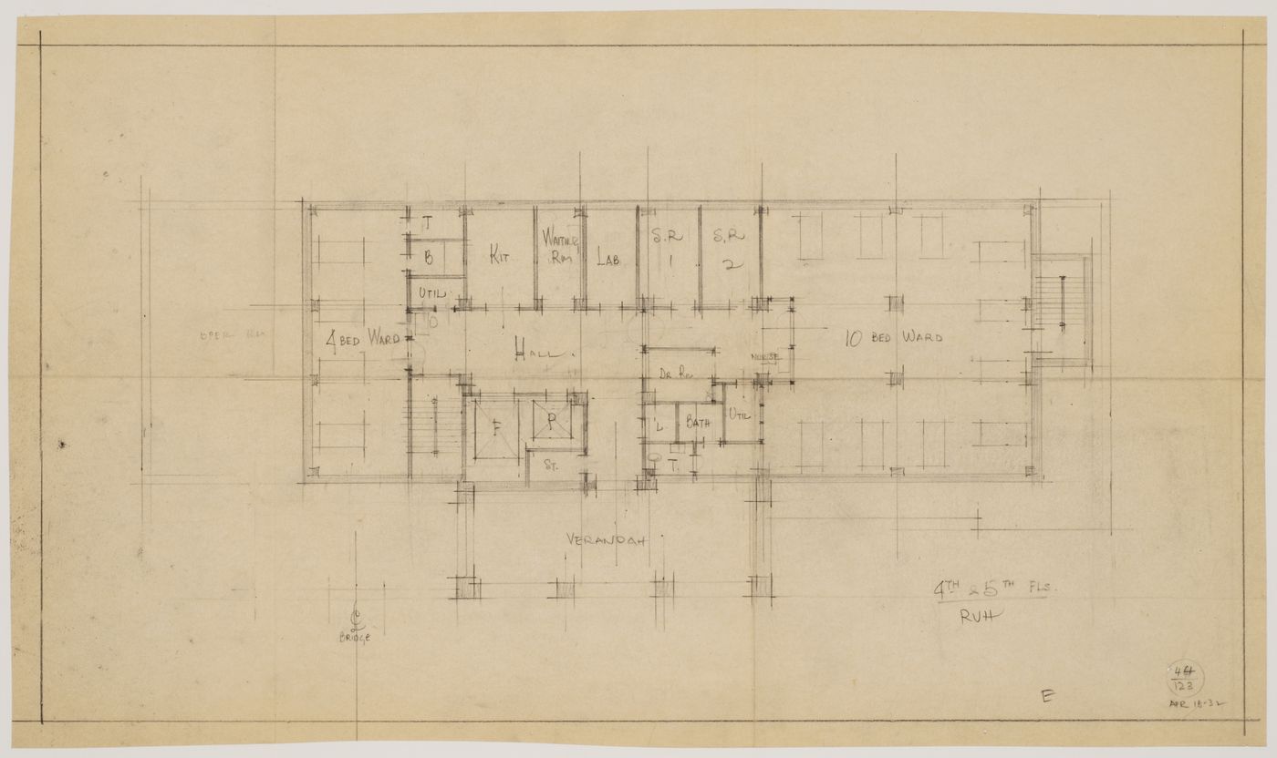 Montréal Neurological Institute, Montréal, Québec: fourth and fifth floor plans