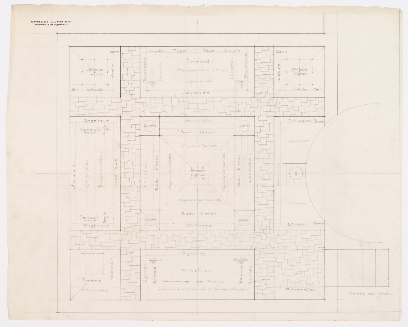 Détails du jardin,  Résidence Ernest Cormier, 1418 Avenue des Pins Ouest, Montréal, Canada (1929-1957)