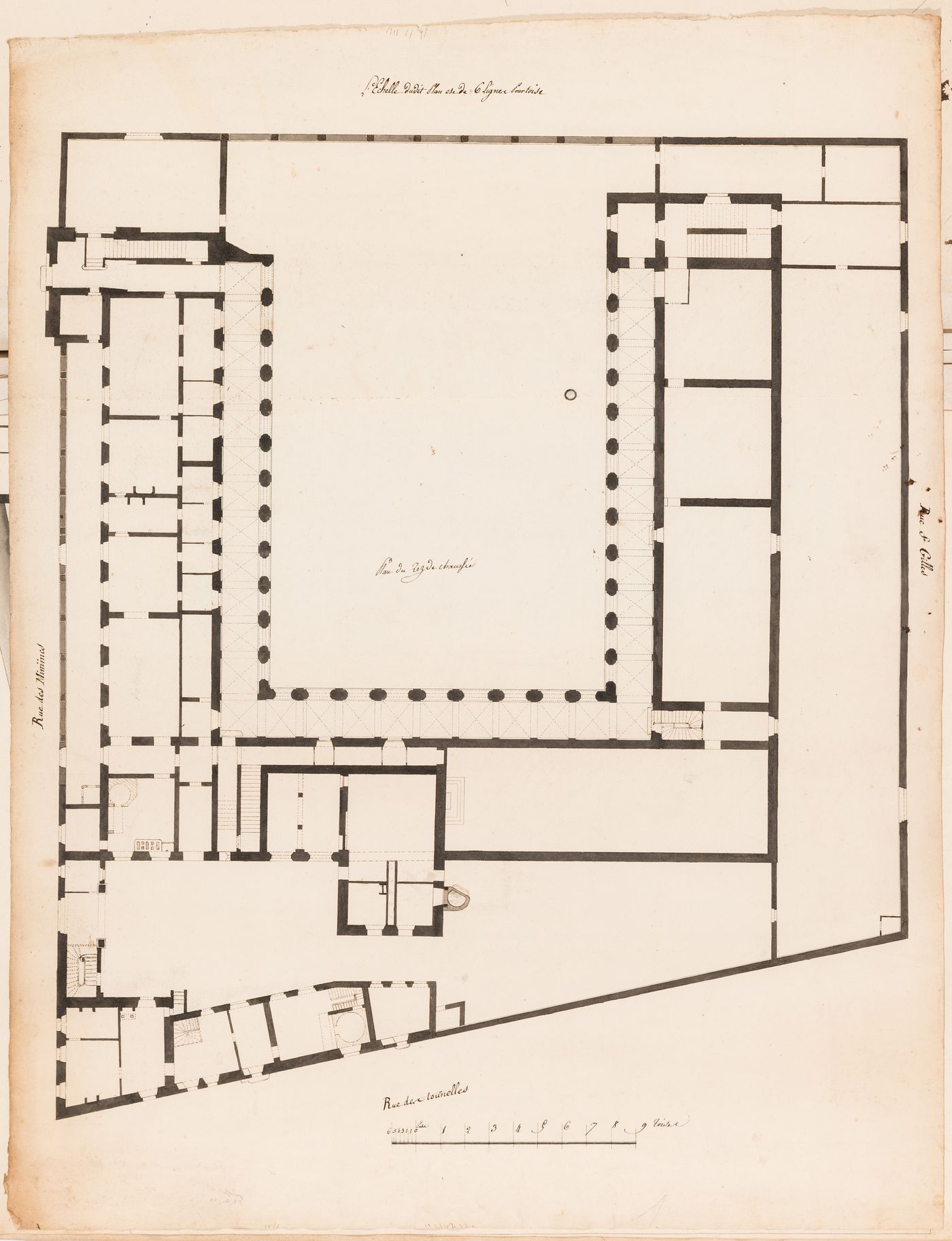 Project for alterations to the Caserne des Minimes, rue des Minimes: Ground floor plan