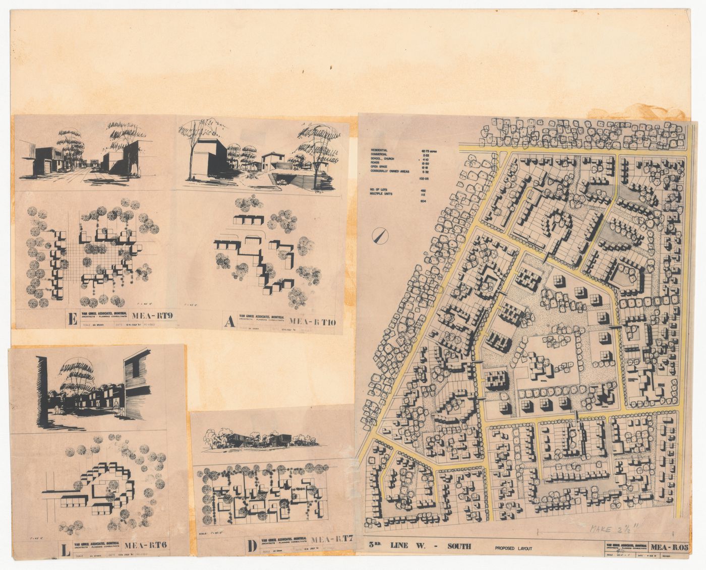 Presentation site plans and perspectives for Meadowvale, Mississauga, Ontario, Canada