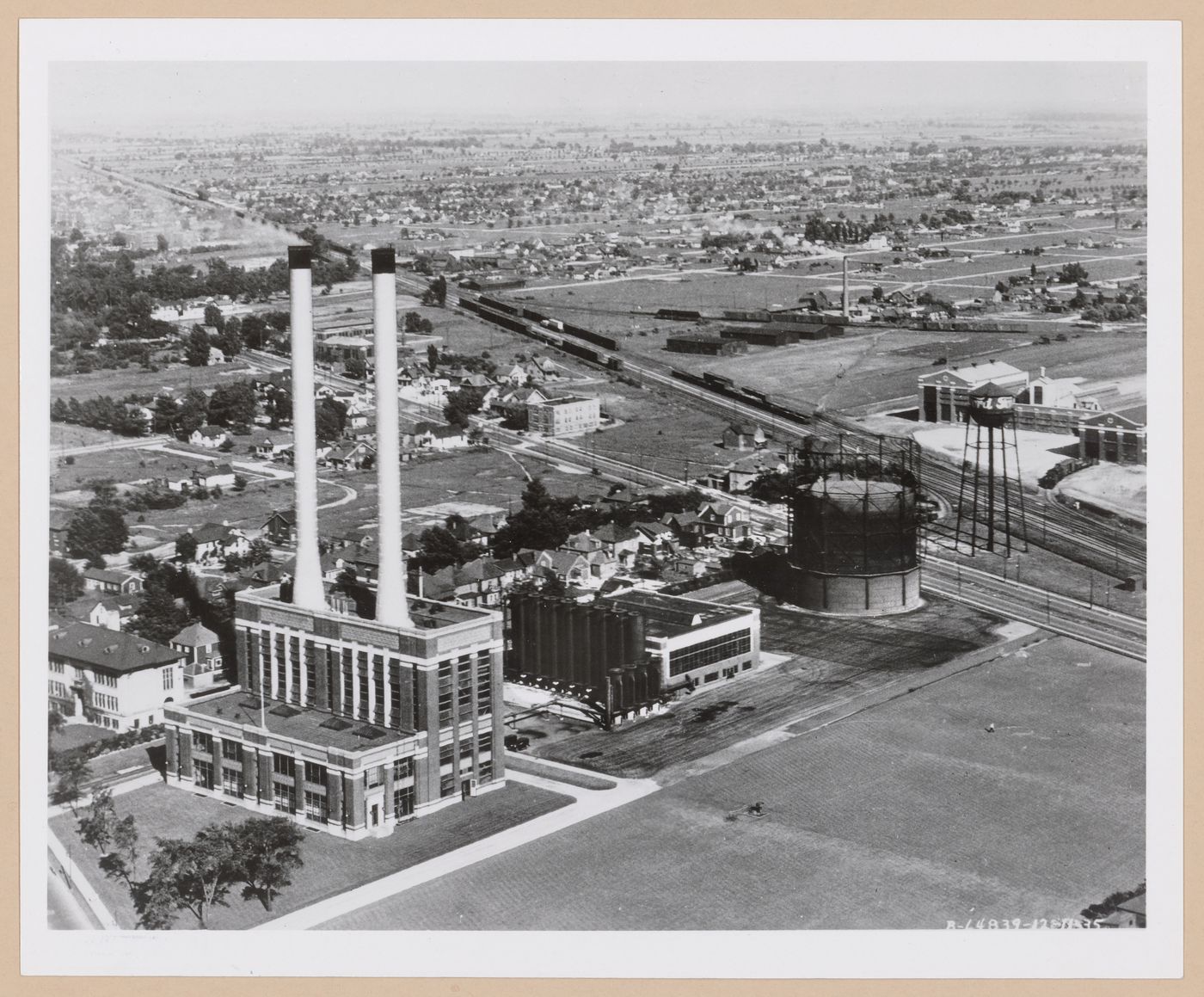 Aerial view of the Power House and gasometer, Ford Motor Company Automobile Assembly Plant, Walkerville, Windsor, Ontario