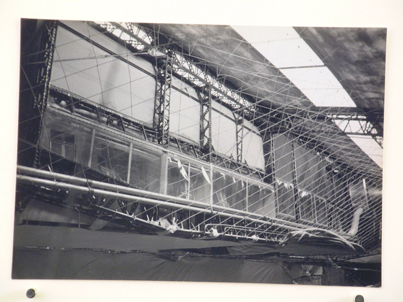 Interior view of the Luftschiffbau Zeppelin Factory, showing a zeppelin under construction