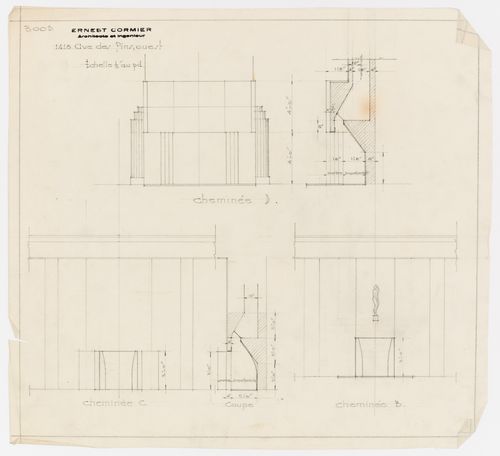 Détails des cheminées,  Résidence Ernest Cormier, 1418 Avenue des Pins Ouest, Montréal, Canada (1929-1957)
