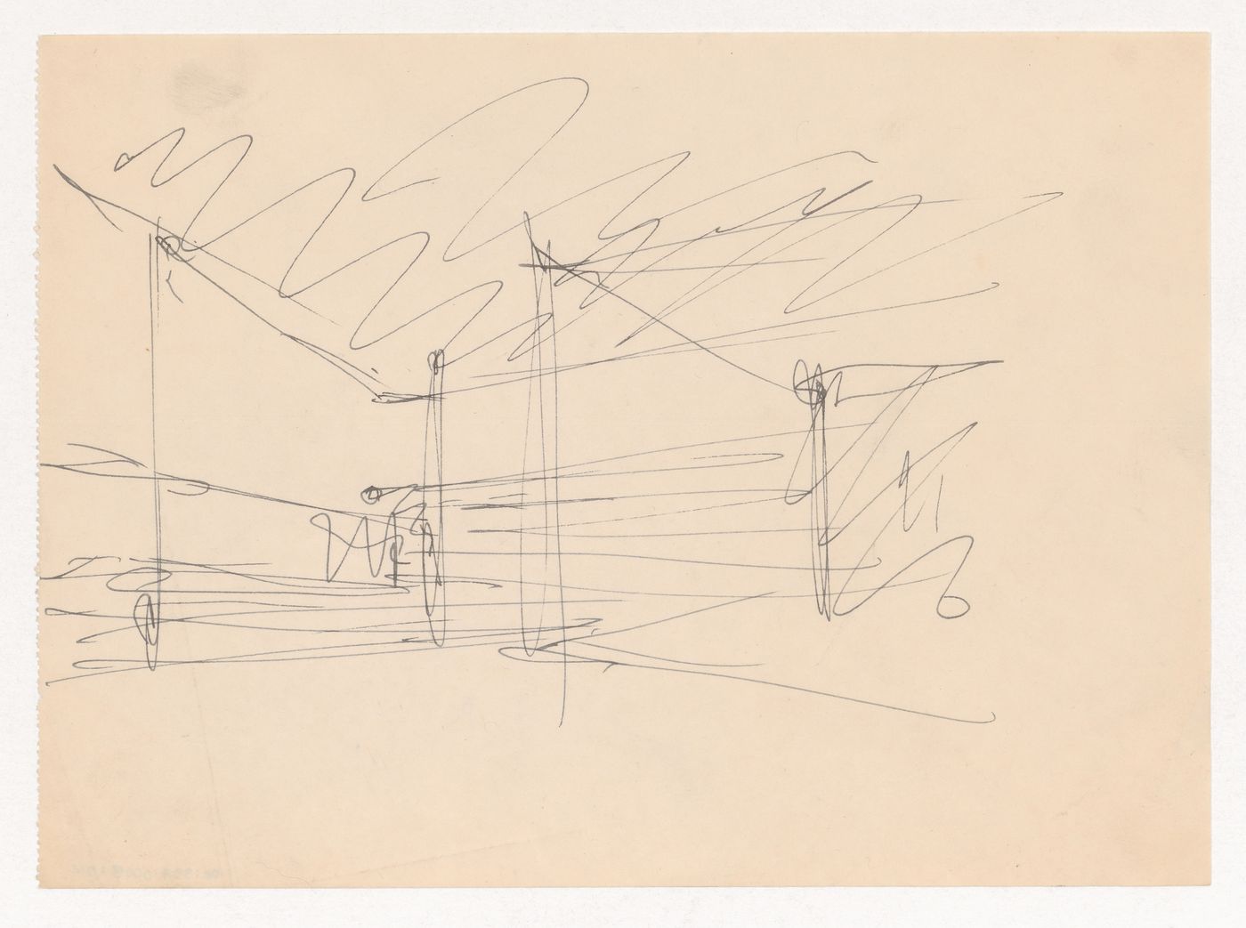Perspective sketch from an interior viewpoint for campus buildings for Illinois Institute of Technology