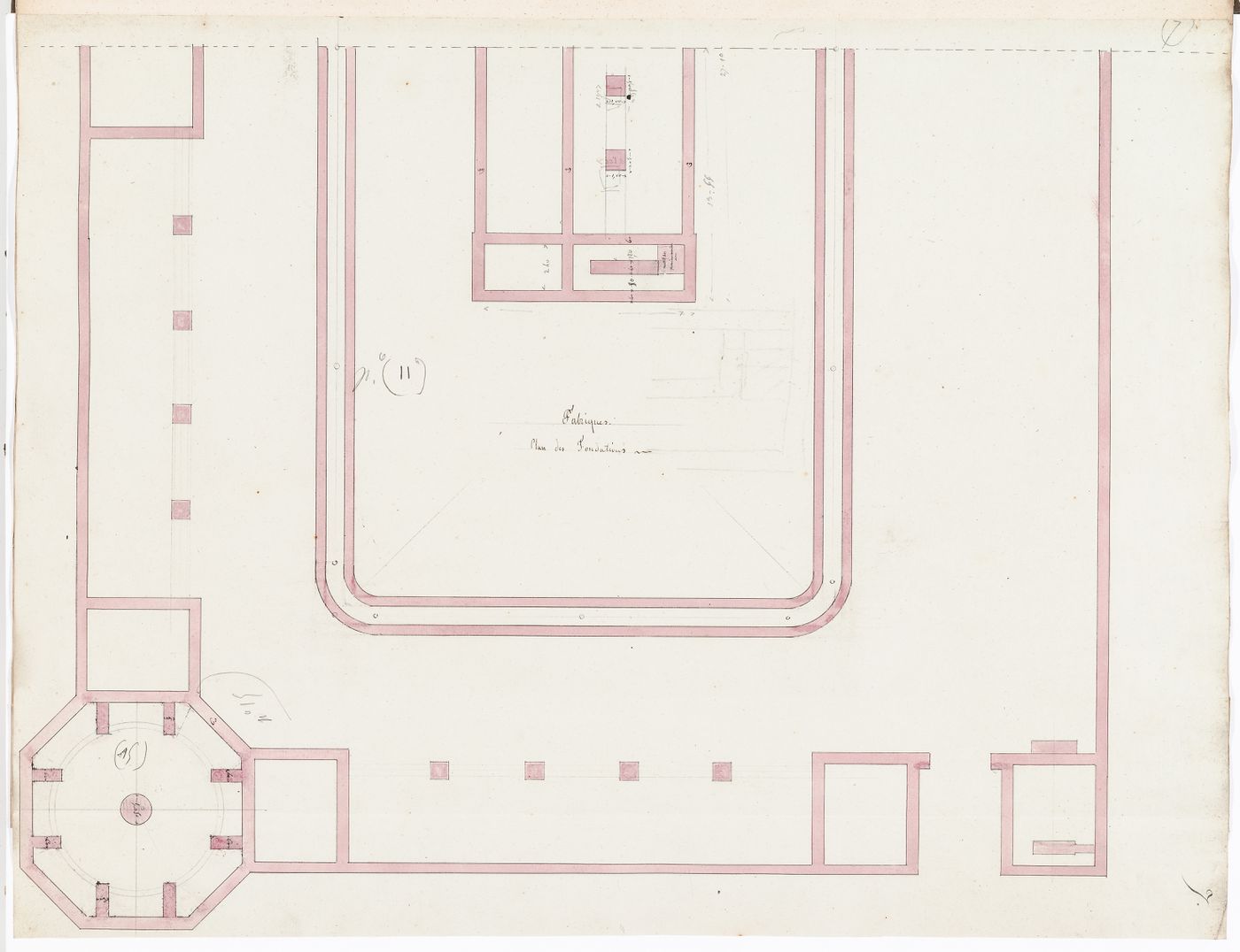 Project for Clos d'équarrissage, fôret de Bondy: Foundation plan for the factory for the preservation of muscles