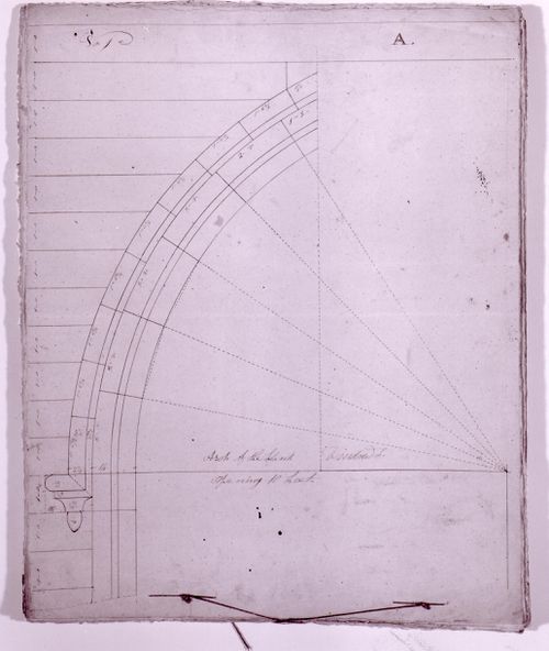 Partial elevation for masonry mouldings for tower windows for Notre-Dame de Montréal