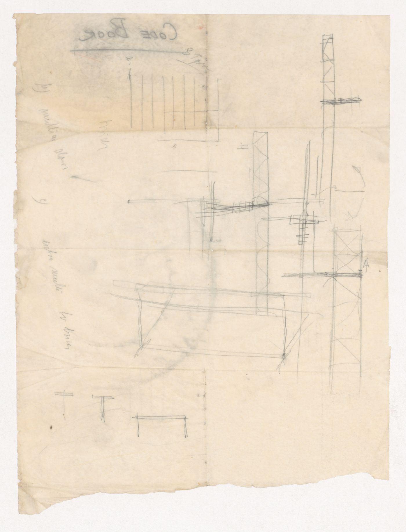 Sketch elevations [?], possibly for Illinois Institute of Technology; verso: Sketch elevations for a column to beam connection [?] and sketch elevations [?], possibly for Illinois Institute of Technology