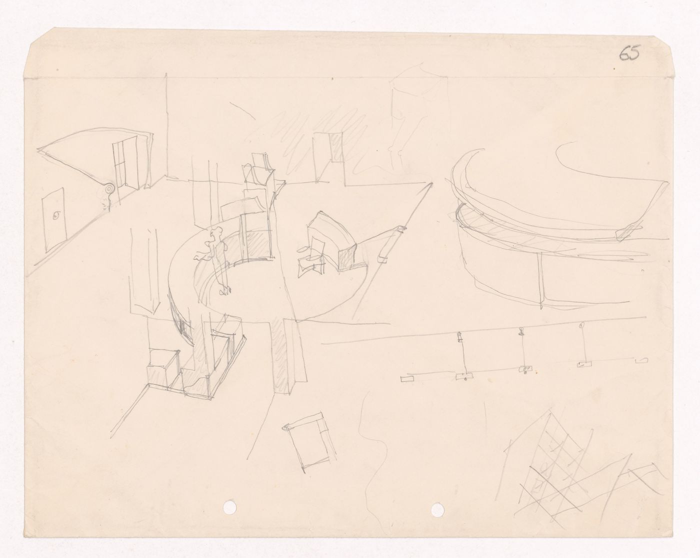 Sketch perspective for Banco Pinto & Sotto Mayor, agência e clube, Lamego, Portugal