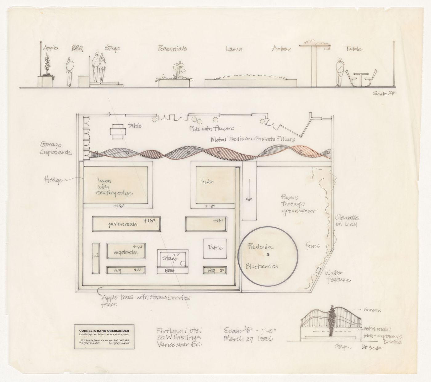 Roof garden landscape plan for Portland Hotel, Vancouver, British Columbia