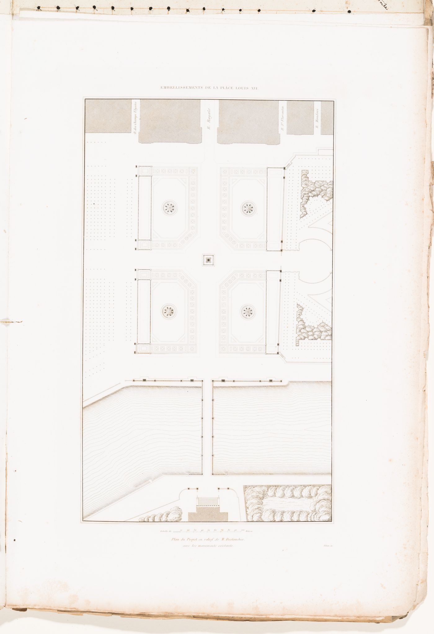 Plan for a project "en relief" by Destouches for place Louis XVI