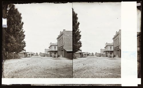 Stereograph of Center Street (now Lincoln Avenue), looking east, Anaheim, California, United States of America
