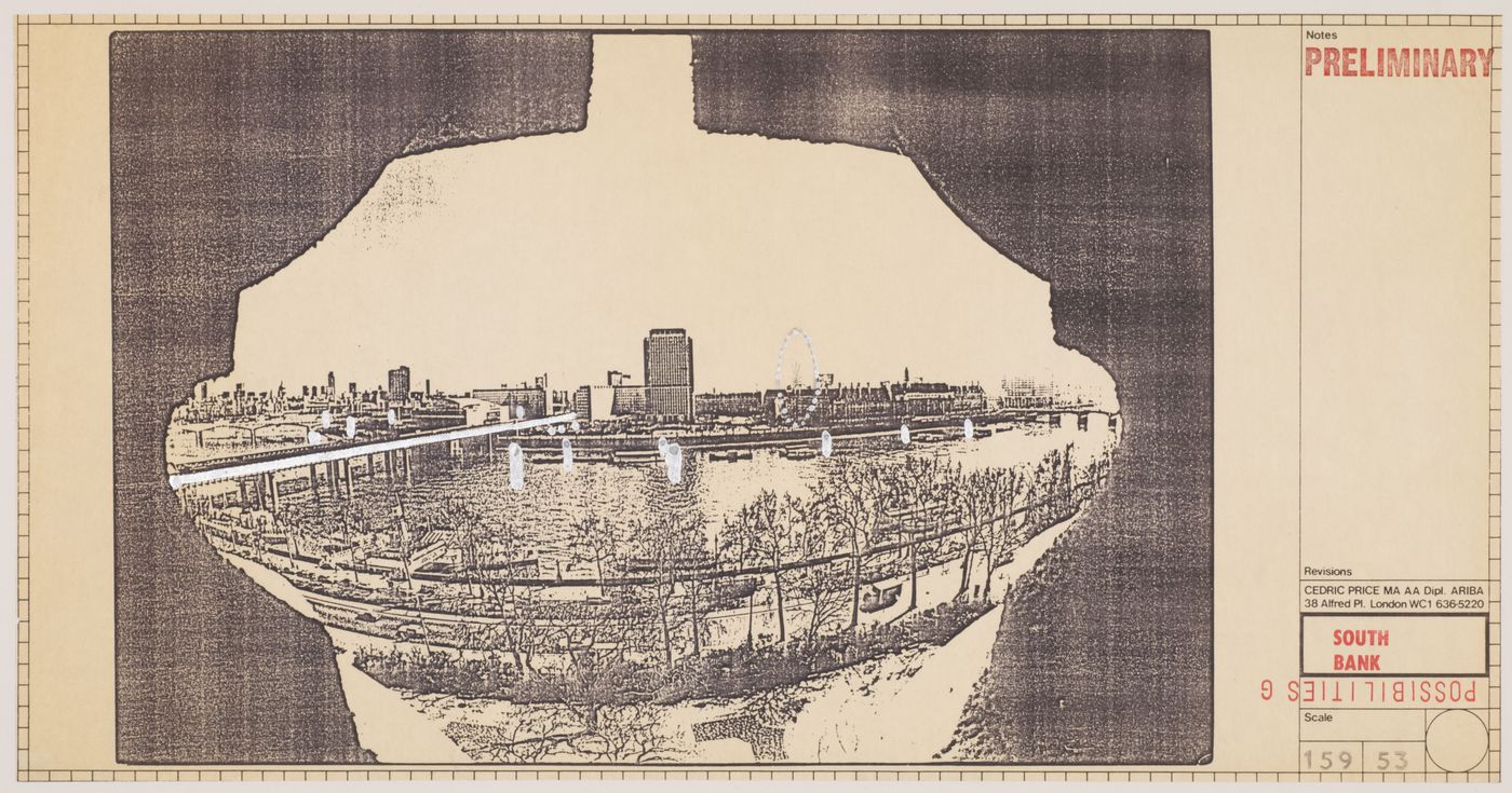 South Bank: conceptual sketch on photograph of site