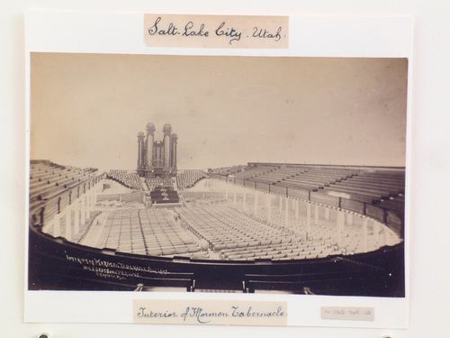 Interior of Mormon Tabernacle, Salt Lake, will seat 8000 persons.