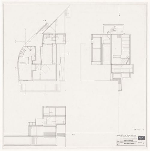 Ground floor and sections for Duas habitações e duas lojas [Housing and shopping complex, Schilderswijk], The Hague, The Netherlands
