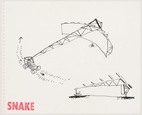 Snake: sketch of the car for visitors connected to Sidney Nolan's painting "Snake"