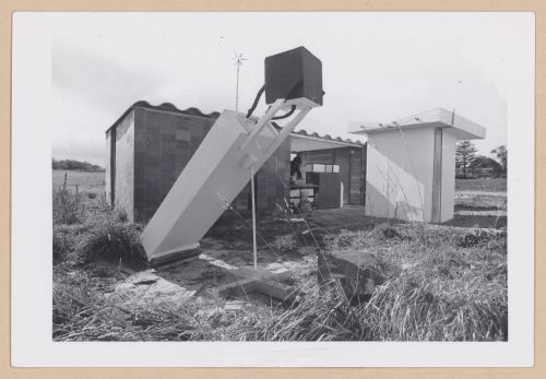 View of the solar cooker at the back of Ecol House