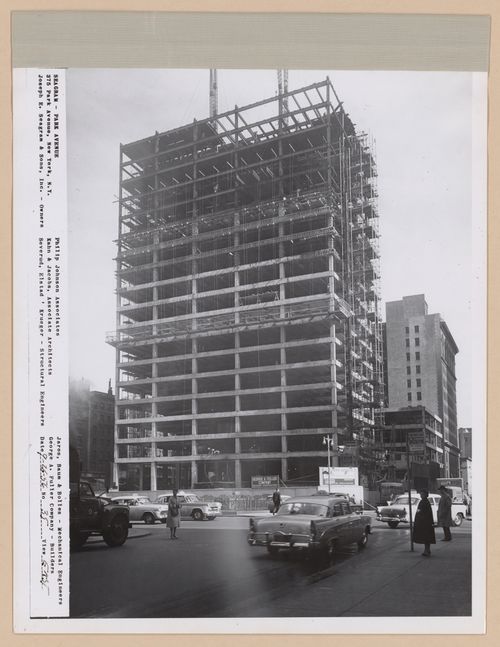 Seagram building under construction, 375 Park avenue, New York, N.Y., east view