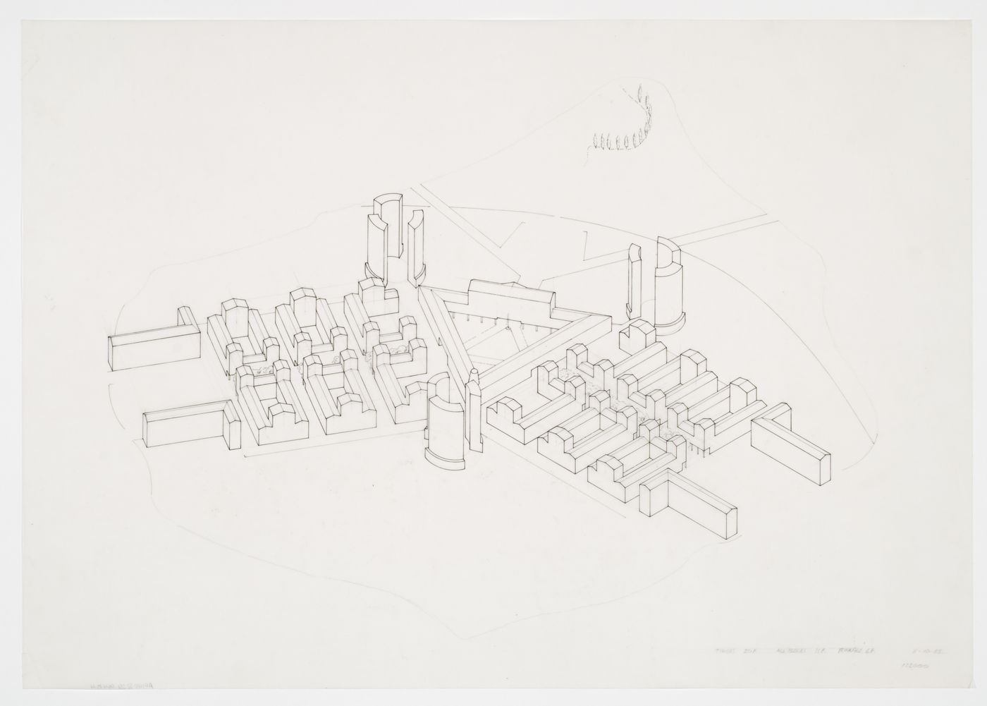 New Town Centre, Caselecchio di Reno, Italy: axonometric