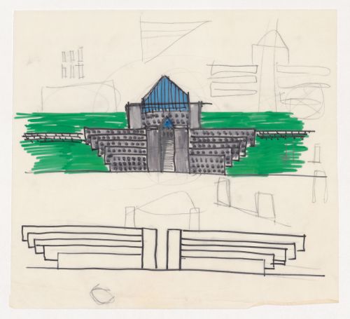 Sketch elevations for Casa dello studente, Trieste, Italy