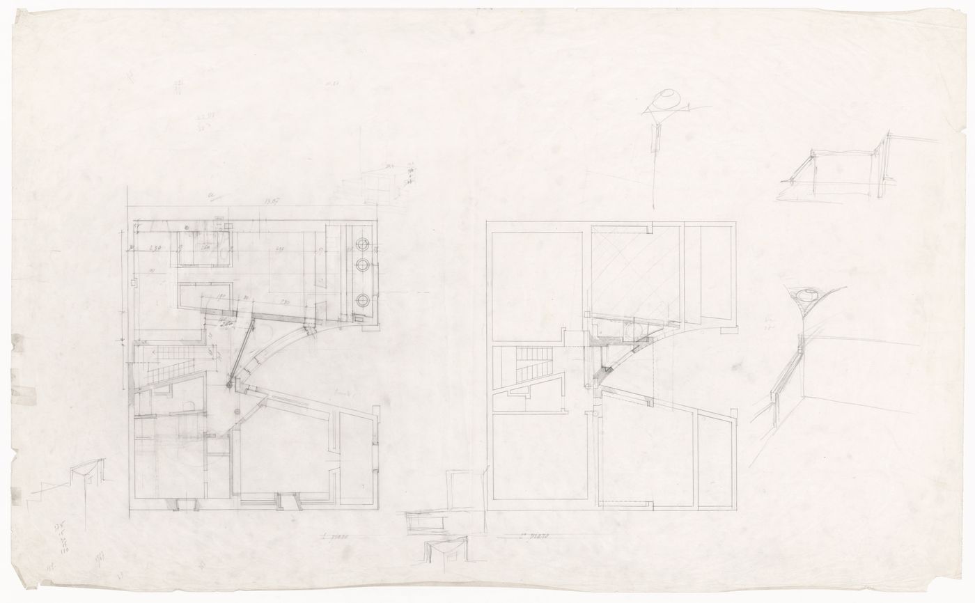 Floor plans and sketches for Casa Miggiano, Otranto, Italy