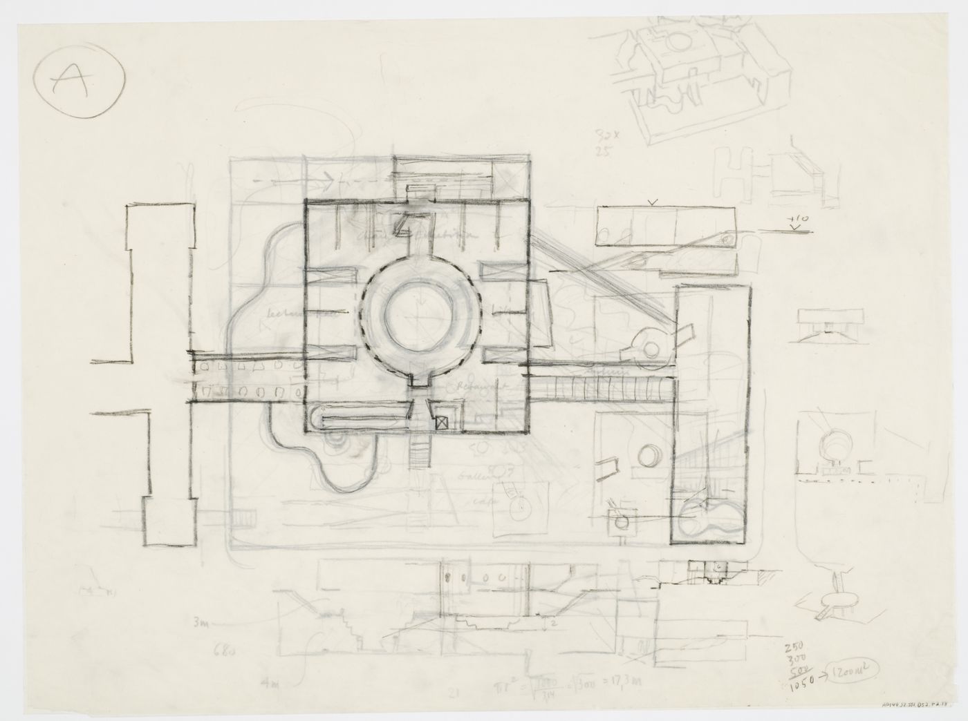 Staatsgalerie, Stuttgart, Germany: plan and sketches