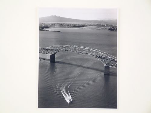 Aerial view of the Auckland Harbour Bridge, over the Waitematā Harbour, Auckland, New Zealand