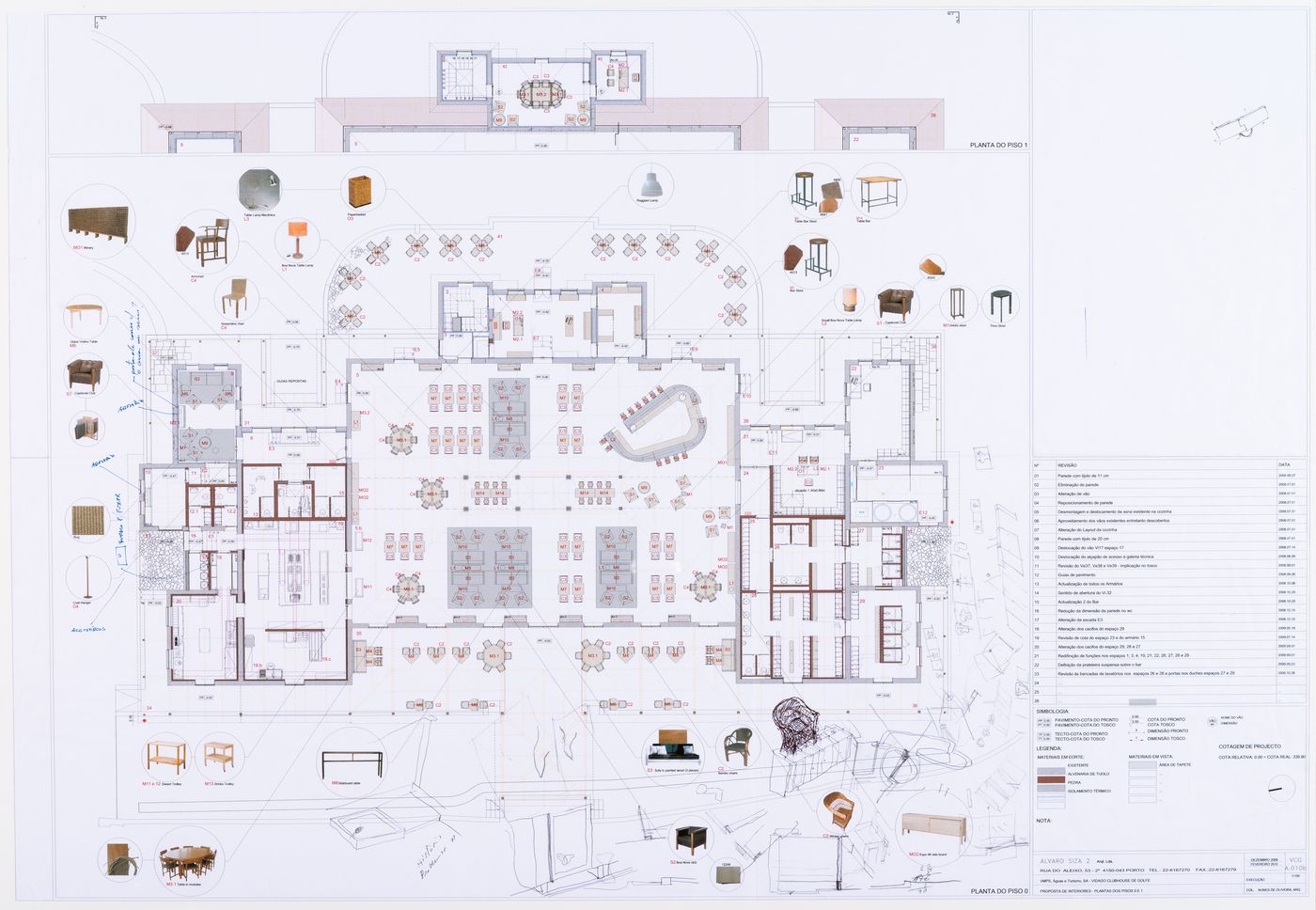 Annotated furniture plan for Clubhouse de Vidago, Vidago