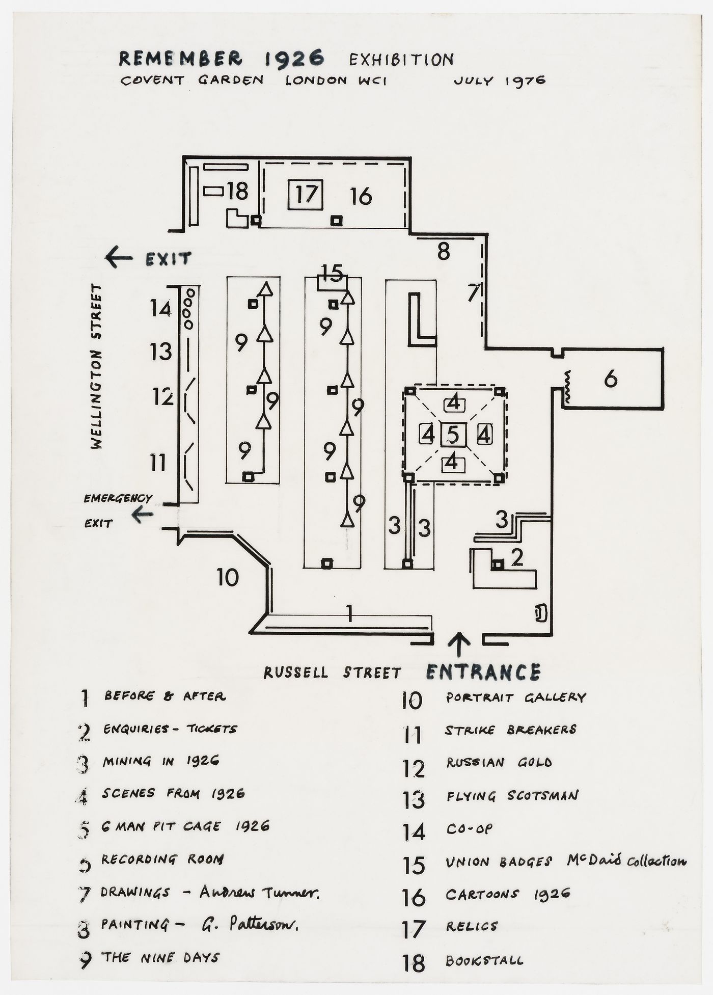 Plan for the "Remember 1926" exhibition