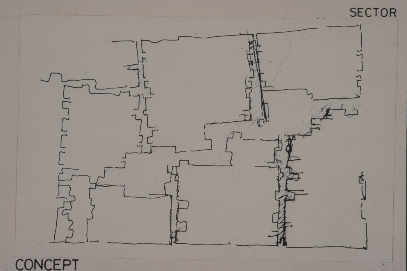 Sector sketch site plan showing plots layout at concept phase of development for the Aranya Housing Project, Indore, India