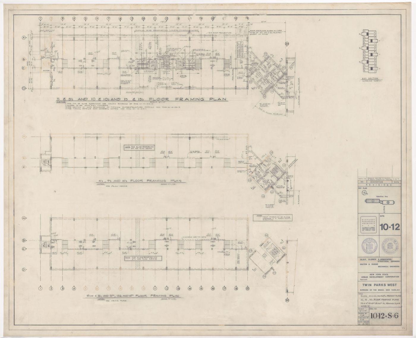 Framing plans for Twin Parks West, Site 10-12, Bronx, New York